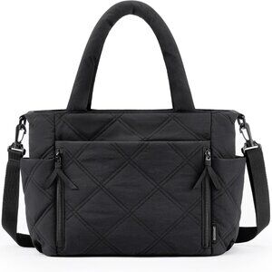 Women’s Puffer Tote Bag Quilted Travel Work Shoulder Crossbody 21L